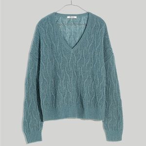 NWT, Alna V-Neck Sweater in Heather Lagoon